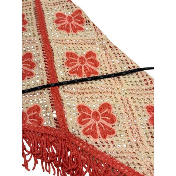 NWT House of Harlow Nicole Richie Pink White Bow Crochet Poncho Sweater Fringe - Picture 11 of 11